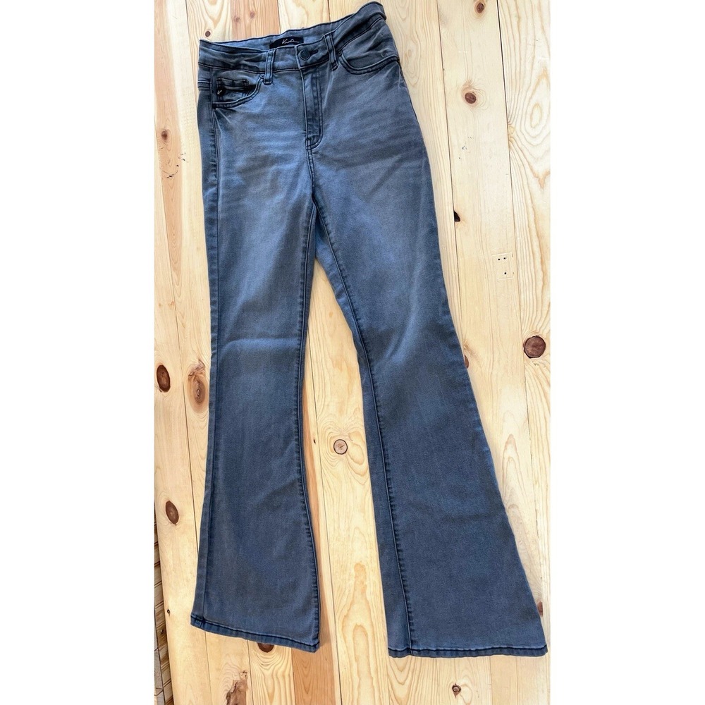 Kancan Denim Jeans Black Women's Size 7 Black Flare High Rise SI33‎